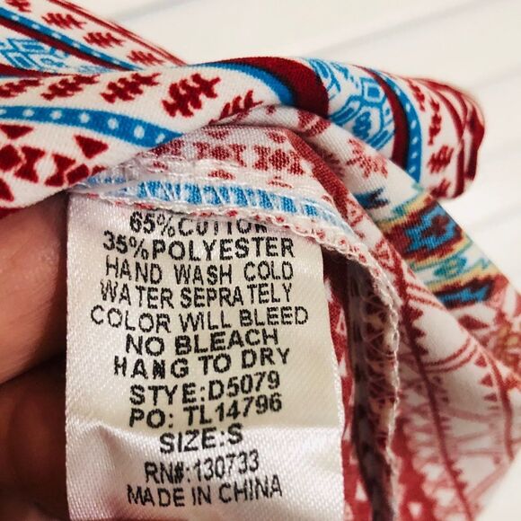 Umgee Women's Short Sleeve Mini Shift Dress in Size Small Southwestern Print - Picture 8 of 8